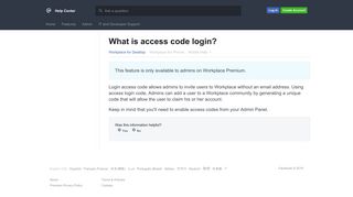 What is access code login? | Workplace Help Center | Facebook