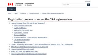 Registration process to access the CRA login services - Canada.ca