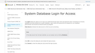System Database Login for Access - MSDN Home - Microsoft