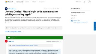 'Access Denied. Please login with administrator privileges and try ...