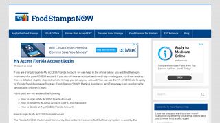 My Access Florida Account Login - Food Stamps Now