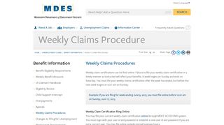 MDES - Weekly Claims Procedures - Mississippi Department of ...