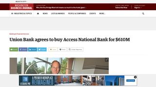 Union Bank agrees to buy Access National Bank for $610M ...