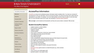 AccessPlus Information | The Office of the Registrar - Registrar's Office