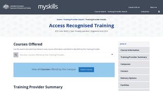 Access Recognised Training - My Skills