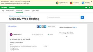 Solved: access to SSH on web hosting - GoDaddy Community