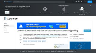 Cant find out how to enable SSH on GoDaddy Windows Hosting - Super ...