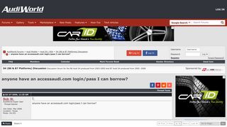 anyone have an accessaudi.com login/pass I can borrow? - AudiWorld ...