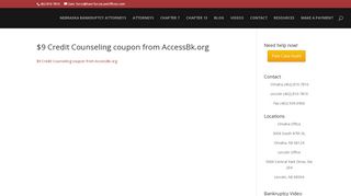 $9 Credit Counseling coupon from AccessBk.org | Bankruptcy Attorney ...