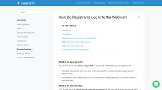 How Do Registrants Login to the Webinar? - Documentation | Livestorm