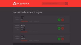 accessmedicine.com logins - BugMeNot