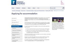 Applying for accommodation - The University of Nottingham