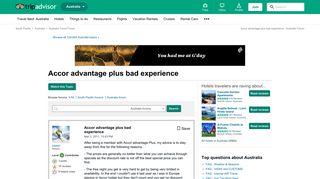 Accor advantage plus bad experience - Australia Forum - TripAdvisor