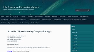 Accordia Life and Annuity Company - Life Insurance Recommendations