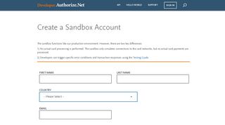 Sandbox Account - Authorize.Net Developer
