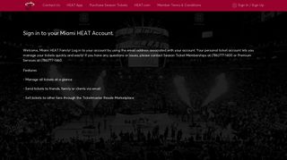Sign in to your Miami HEAT Account.