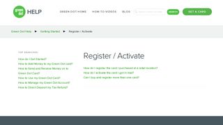 Register / Activate | Help | Green Dot Prepaid Cards