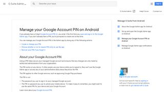 Manage your Google Account PIN on Android - G Suite Admin Help