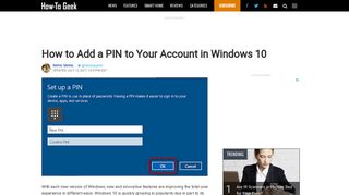 How to Add a PIN to Your Account in Windows 10