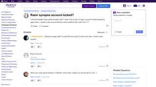 Razer synapse account locked? | Yahoo Answers