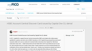 HSBC Account Central Discover Card issued by Capit... - myFICO ...
