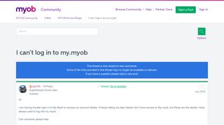 Solved: I can't log in to my.myob - MYOB Community