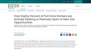 Over Eighty Percent of Full-time Workers are Actively Seeking or ...