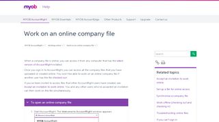 Work on an online company file - MYOB AccountRight - MYOB Help ...