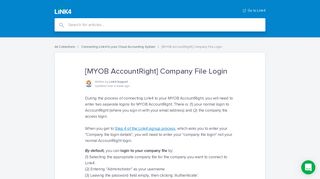 [MYOB AccountRight] Company File Login | Link4 Help Center