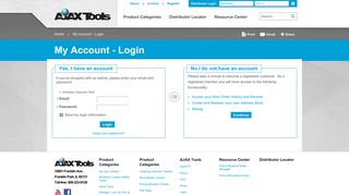 My Account - Login | Ajax Tool Works Design