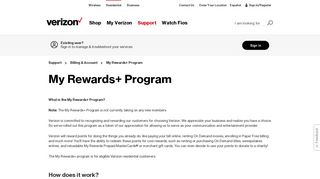 My Rewards+ Program | Verizon Billing & Account