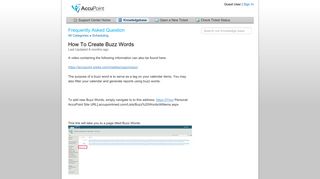 How To Create Buzz Words - AccuPoint LLC - SupportSystem