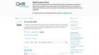 Accuro web mobile | QHR Product Ideas