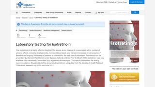 Laboratory testing for isotretinoin - bpacnz report example