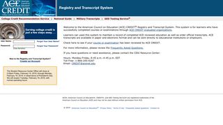 ACE CREDIT | Registry and Transcript System |