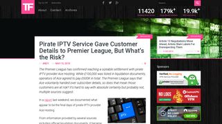 Pirate IPTV Service Gave Customer Details to Premier League, But ...