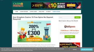 Ace Kingdom Casino 10 Free Spins No Deposit Required