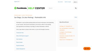 San Diego, CA (Ace Parking) - Parkmobile Info – Parkmobile Support