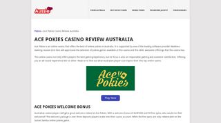 Ace Pokies Casino Reviews & Ratings | Claim AU$1000 Bonus
