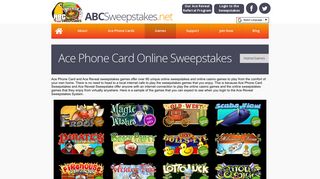 Ace Reveal Sweepstakes and Online Casino Games