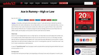 Aces in Rummy - High or Low | Scoring an Ace in Rummy | Adda52 Blog