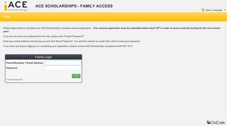 ACE Scholarships - Family Access