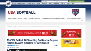 ASA/USA Softball ACE Coaching Certification Program reaches ...