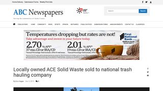 Locally owned ACE Solid Waste sold to national trash hauling company