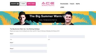 Ace Working Holidays Summer Warmup Tickets - Summer 2019