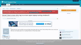 Solved: black screen after log in on Acer aspire laptop running ...