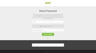 Reset Password - Sign In - Acer