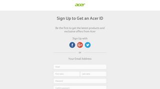 Create your Acer ID - Sign In
