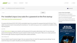 Pre-installed Linpus Linux asks for a password on the first startup