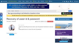 Recovery of useer id & password - CAclubindia